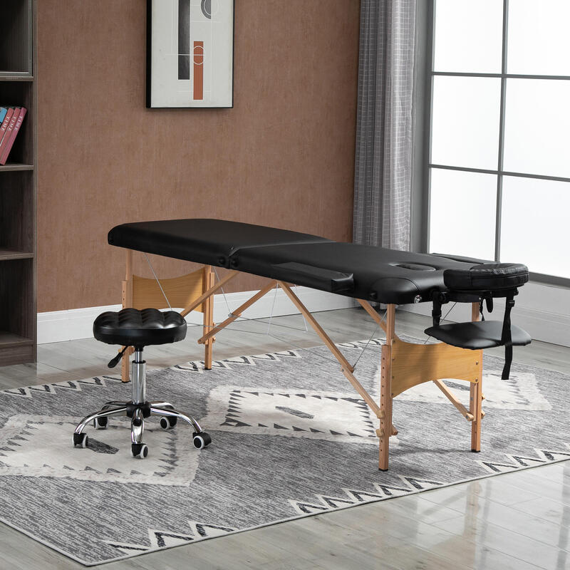 Marquesa de Massagem Dobrável homcom 182x60x61-88 cm Preto