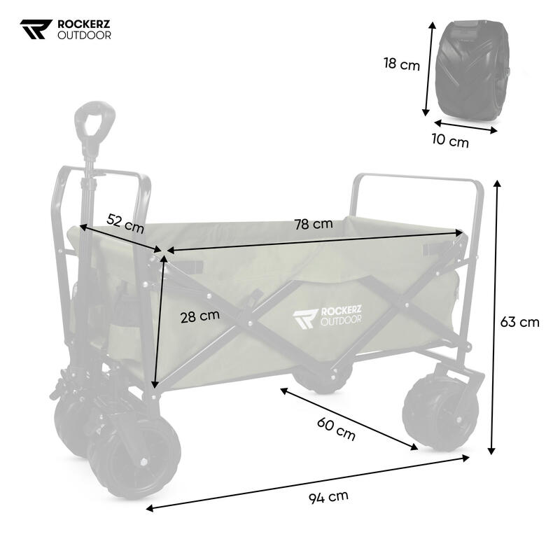 Bolderkar - Rockerz Outdoor Bolderwagen - Opvouwbaar - XL inhoud