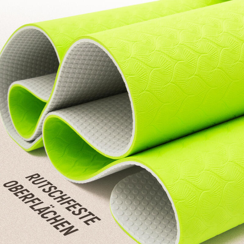 Yogamatte in der Farbe lime - Sportmatte, Fitnessmatte, Pilatesmatte