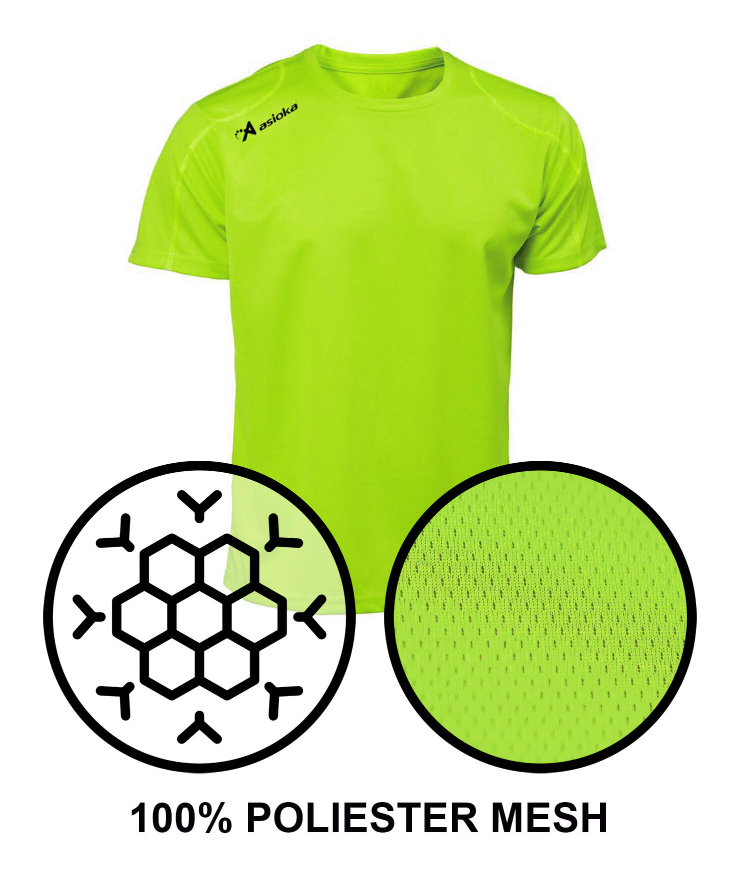 Camiseta Running Manga Corta Hombre Asioka Río Verde Flúor Transpirable 6/7