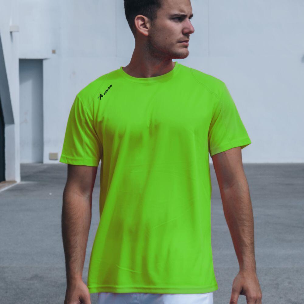 Camiseta Running Manga Corta Hombre Asioka Río Verde Flúor Transpirable 3/7