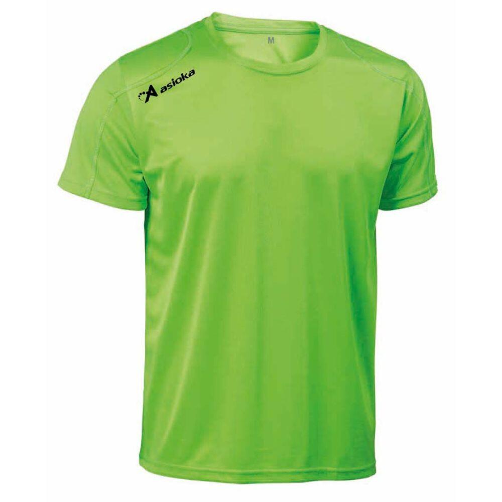 ASIOKA Camiseta Running Manga Corta para Niños Asioka Verde Flúor Transpirable