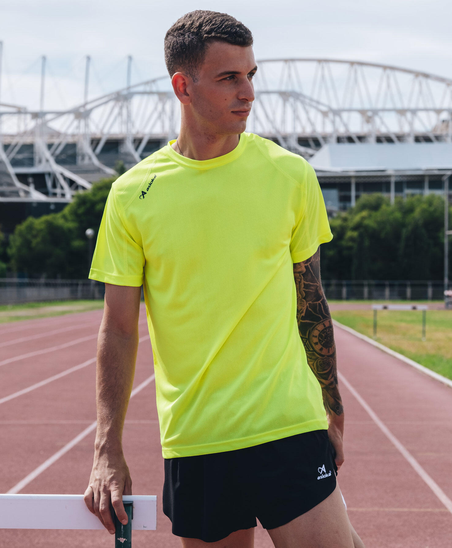 T-shirt Running Asioka Homme Jaune Fluo Respirant 4/7