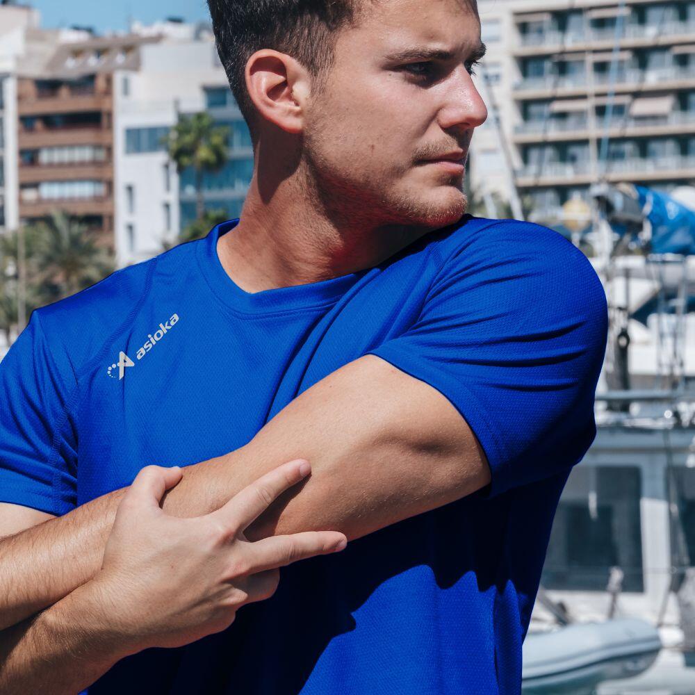 Camiseta Running Manga Corta Hombre Asioka Río Azul Royal Transpirable 3/7