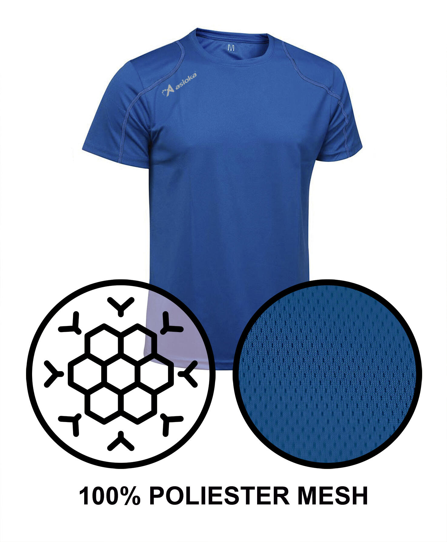 Camiseta Running Manga Corta Hombre Asioka Río Azul Royal Transpirable 6/7