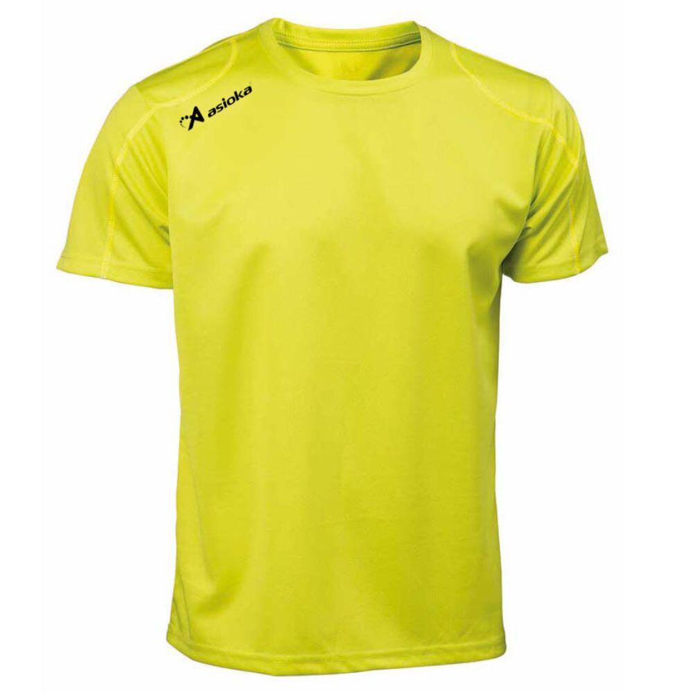 ASIOKA Camiseta Running Manga Corta para Niños Asioka Amarillo Flúor Transpirable