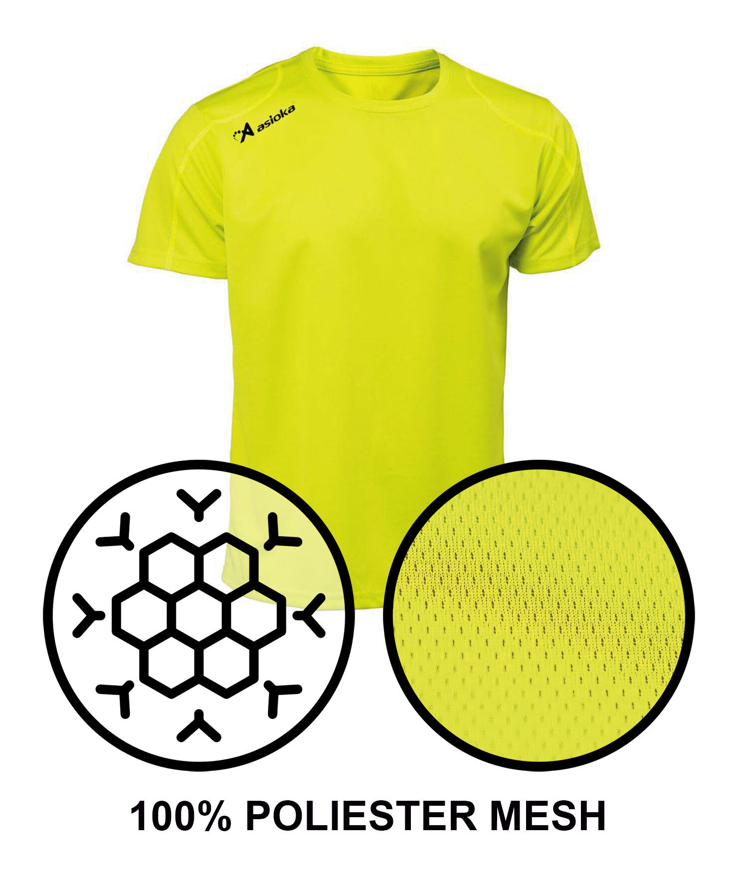 T-shirt Running Asioka Homme Jaune Fluo Respirant 6/7