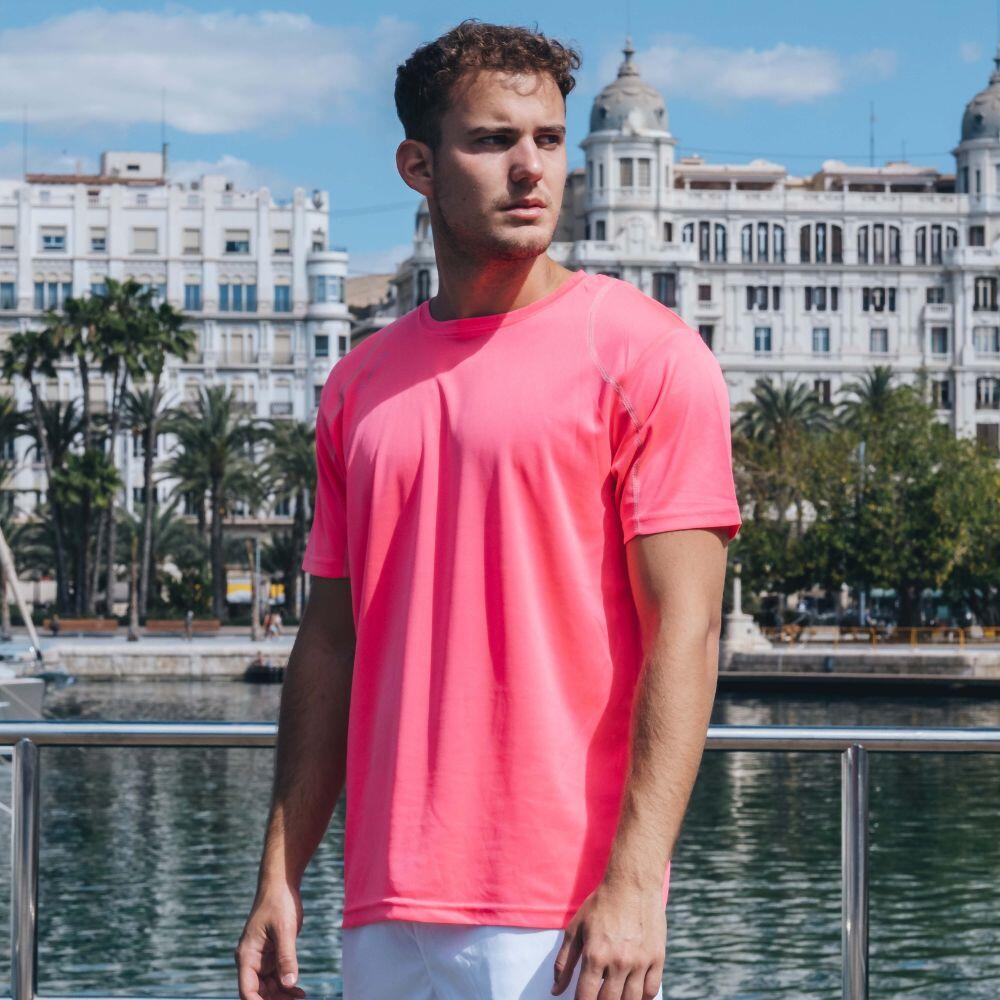 Camiseta Running Manga Corta Hombre Asioka Río Fucsia Transpirable 2/6