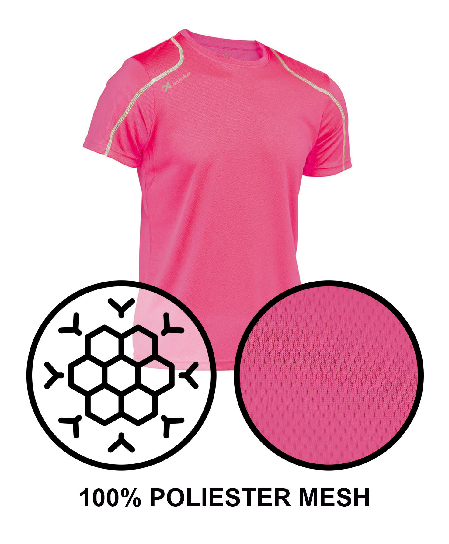 Camiseta Running Manga Corta Hombre Asioka Río Fucsia Transpirable 5/6
