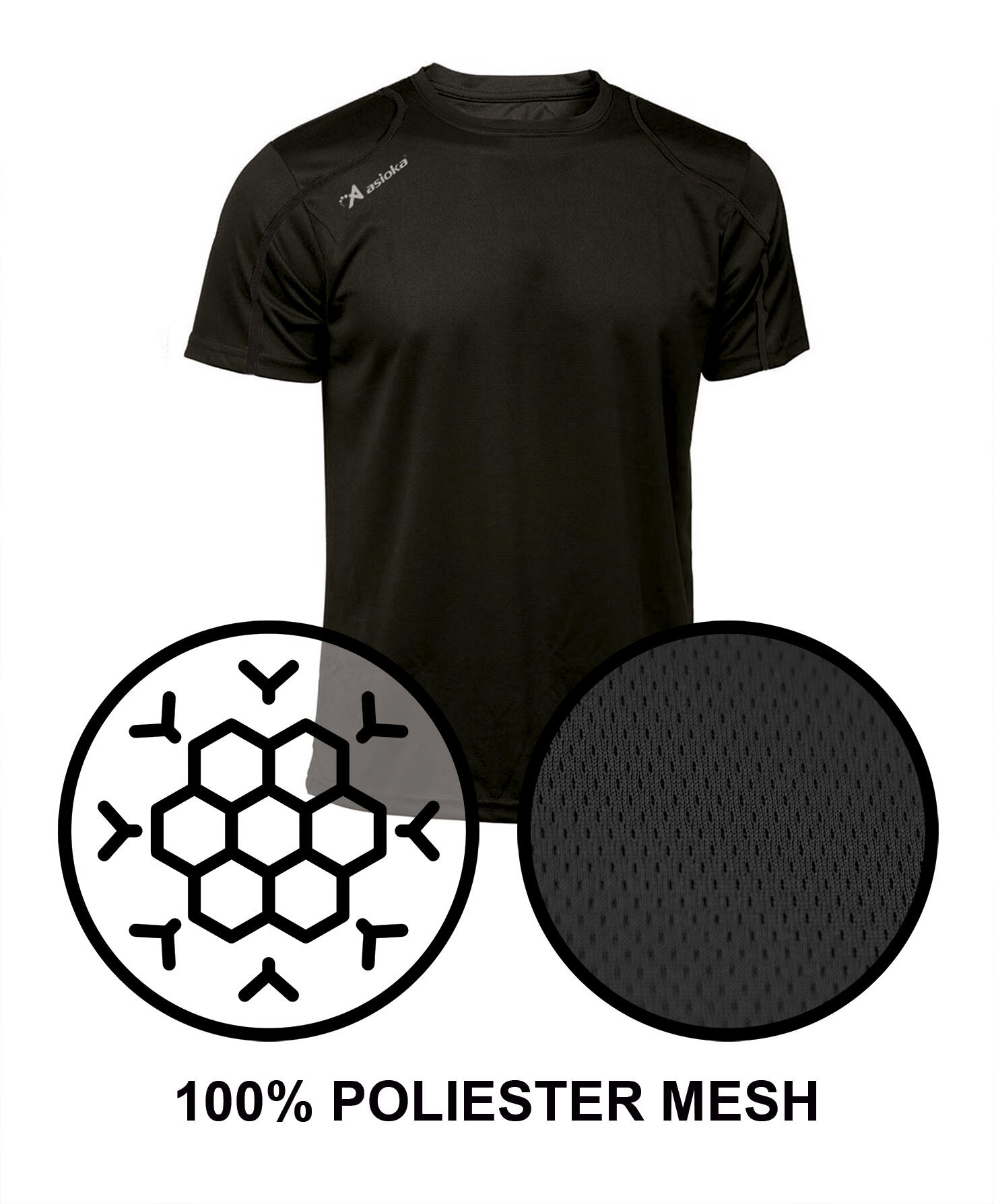 Camiseta Running Manga Corta para Niños Asioka Río Negro Transpirable 5/7