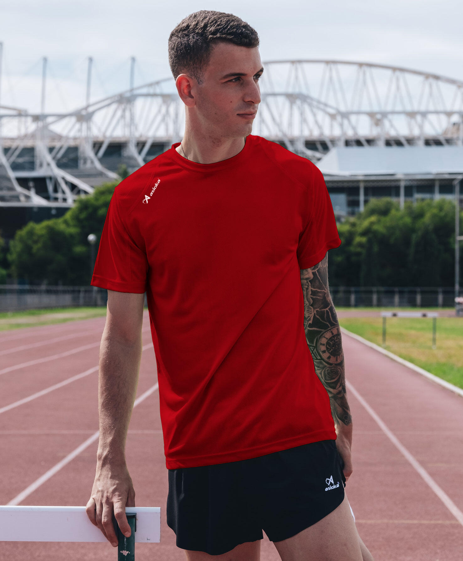 Camiseta Running Manga Corta Hombre Asioka Río Roja Transpirable 4/7