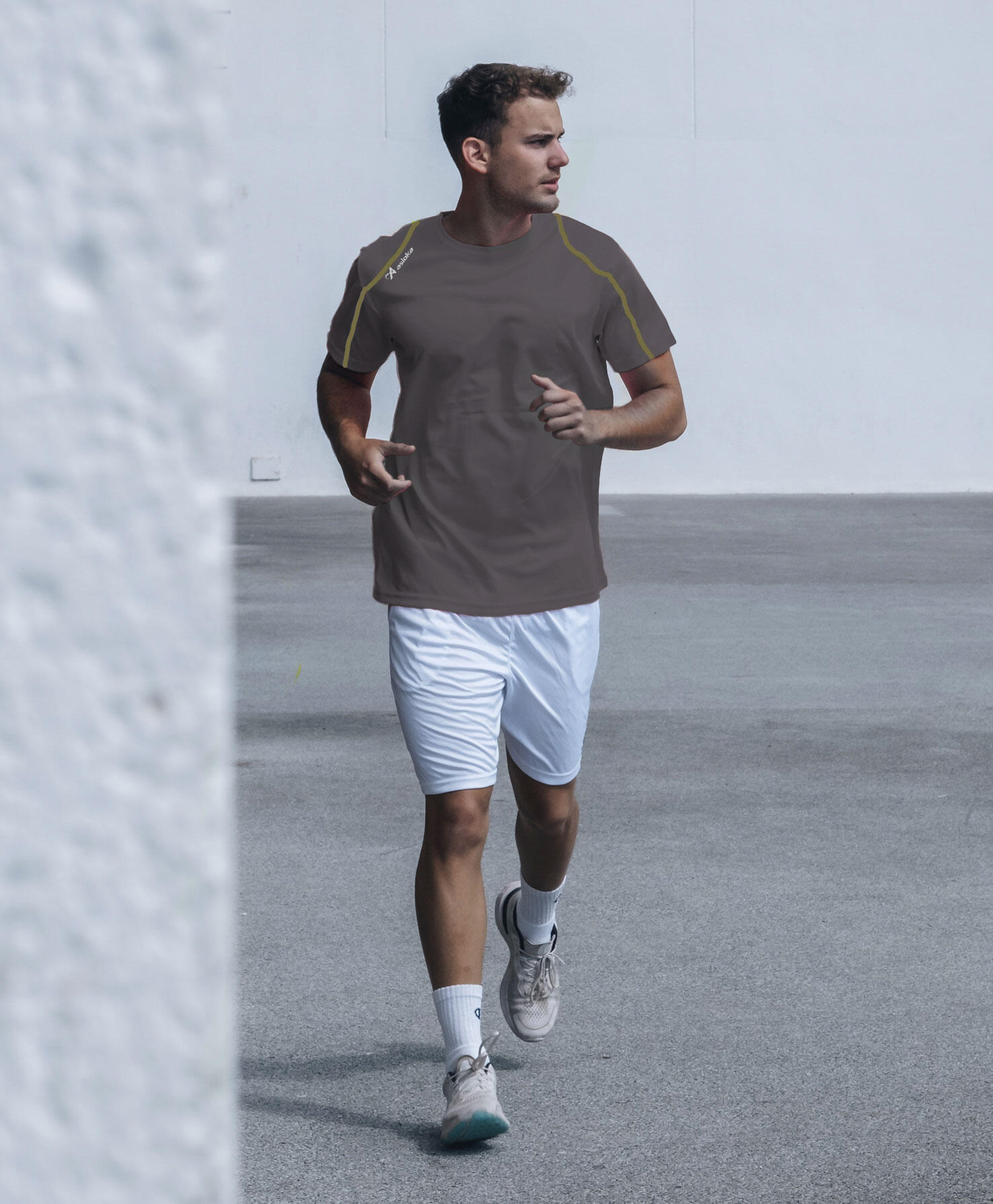 Camiseta Running Manga Corta Hombre Asioka Río Gris Transpirable 4/7