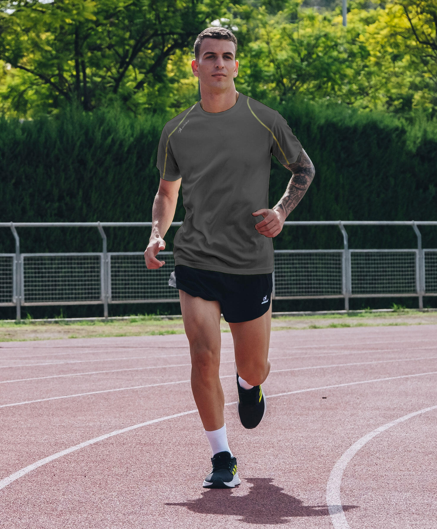 Camiseta Running Manga Corta Hombre Asioka Río Gris Transpirable 6/7