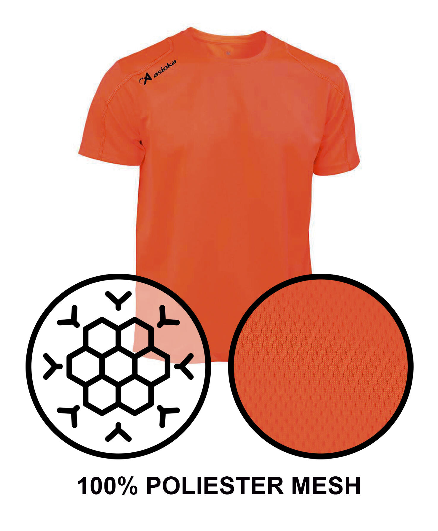 Camiseta Running Manga Corta Hombre Asioka Río Naranja Transpirable 6/7
