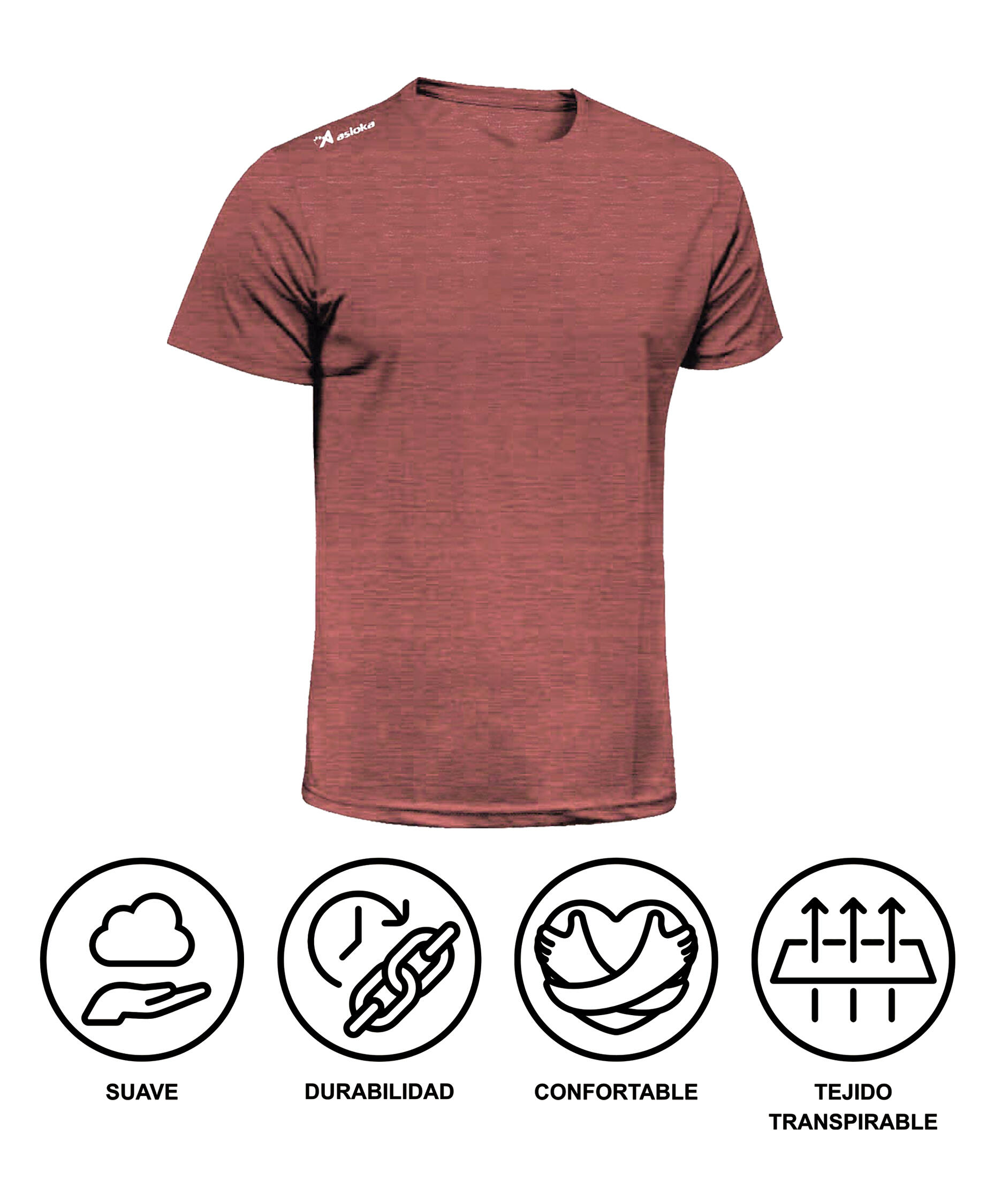 Camiseta Running Manga Corta Hombre Asioka Río Jaspe Salmón Transpirable 3/6