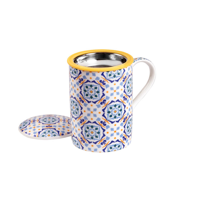 Tea Shop Taza de Té con filtro y tapa Mug Classic Fez Taza de porcelana