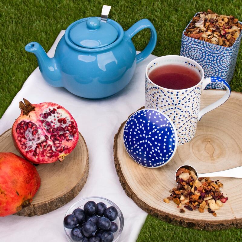 Tea Shop Taza de Té con filtro y tapa Mug Classic Seurat Taza de porcelana