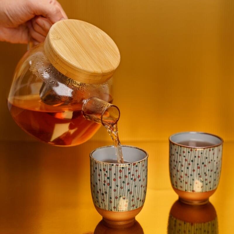 Tea Shop All in One Teapot Bamboo Tetera Cristal con Tapa e Infusor Acero Inox
