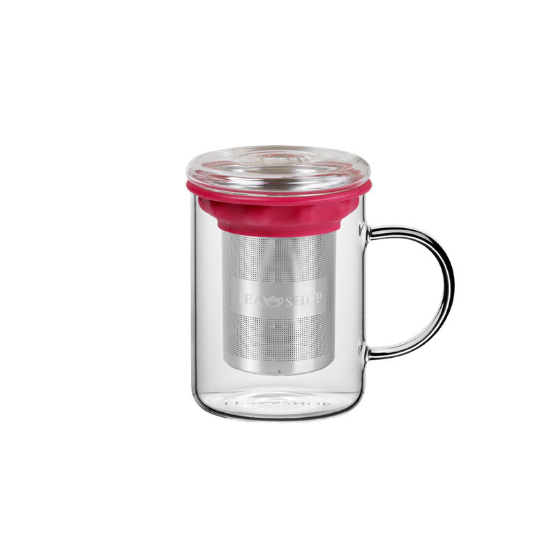 Tea Shop Taza de Té con filtro y tapa All in One Mug Berry Taza de cristal
