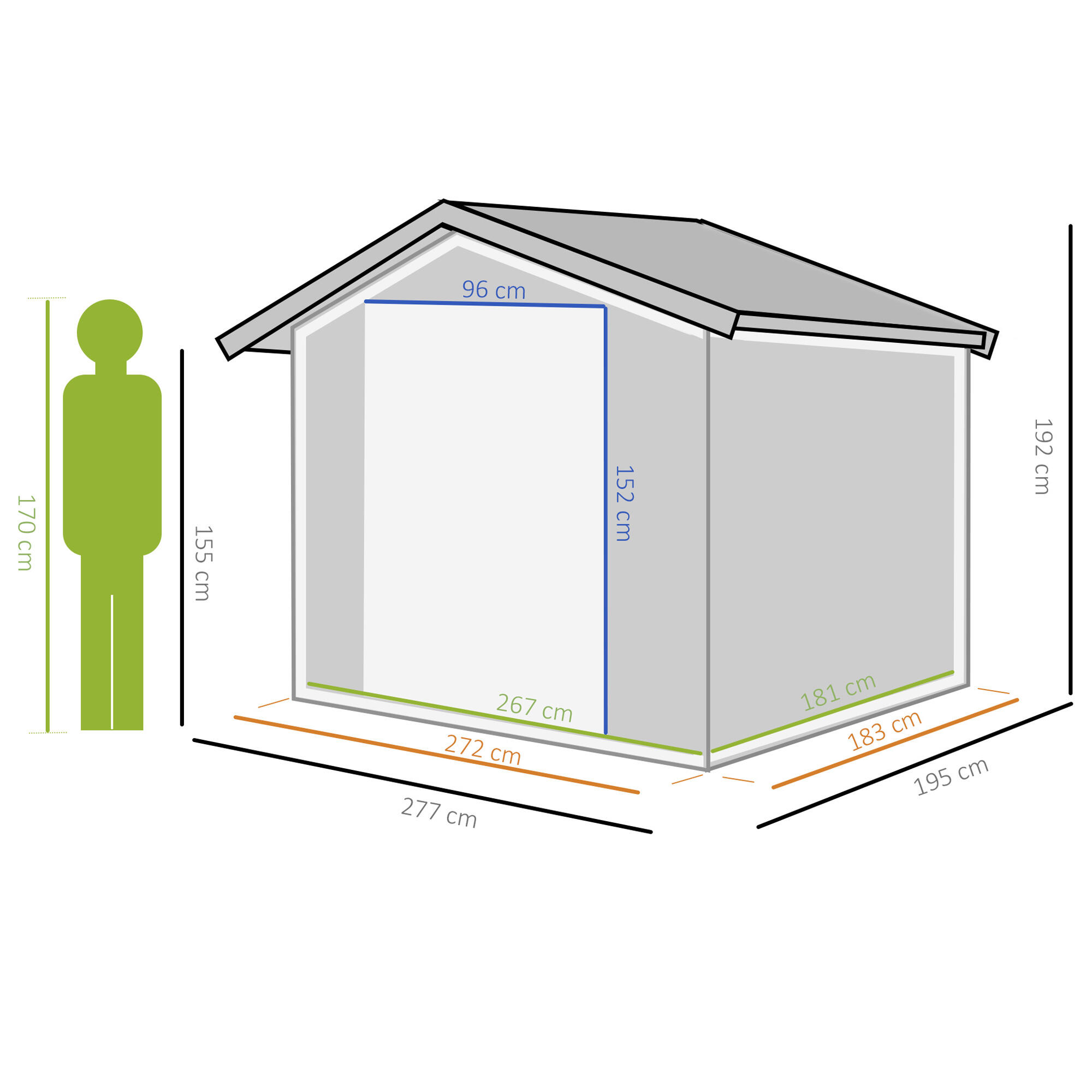 Caseta almacenamiento bicicletas Outsunny 277x195x192 cm Gris 3/7
