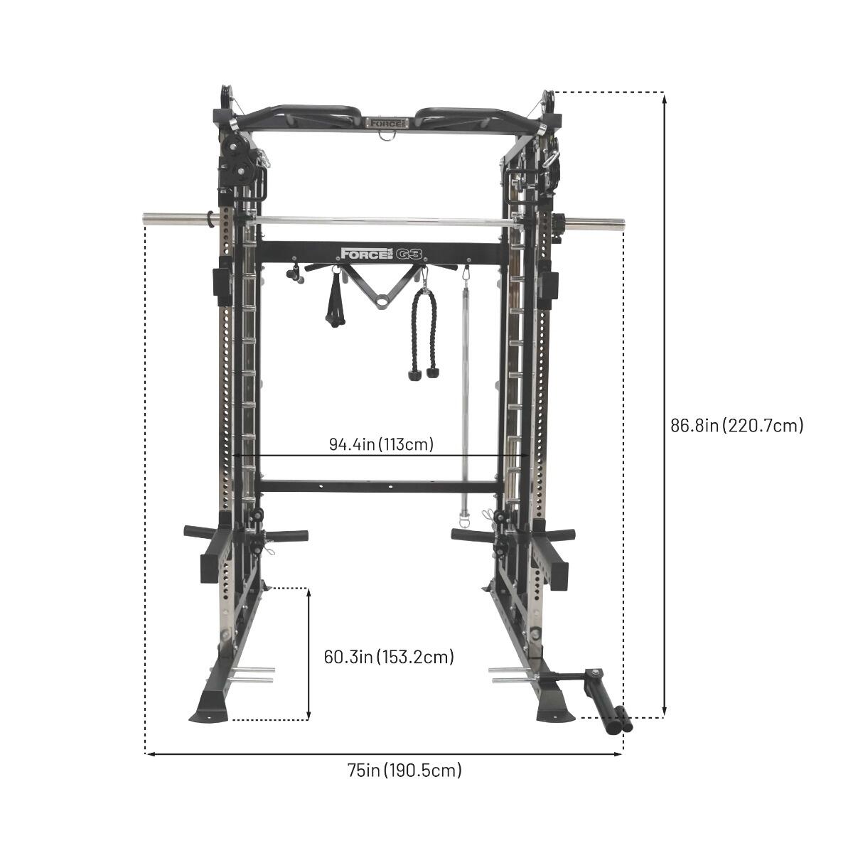 G3® V2 All-In-One Trainer - Multipower Máquina Smith, Doble Polea + Rack Force U 4/5
