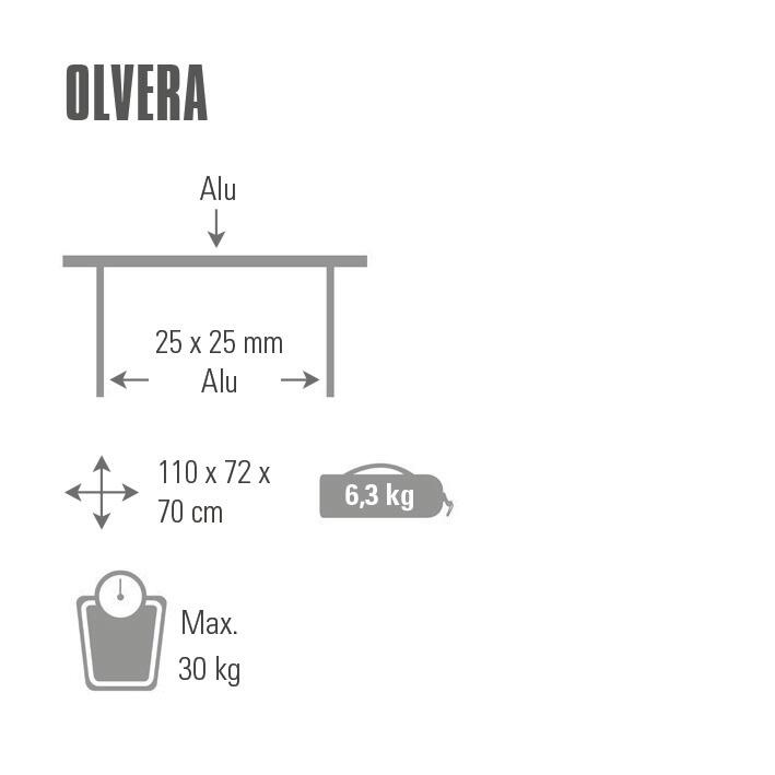 High Peak Olvera,verrijdbaar tafelblad,in hoogte verstelbaar,aluminium