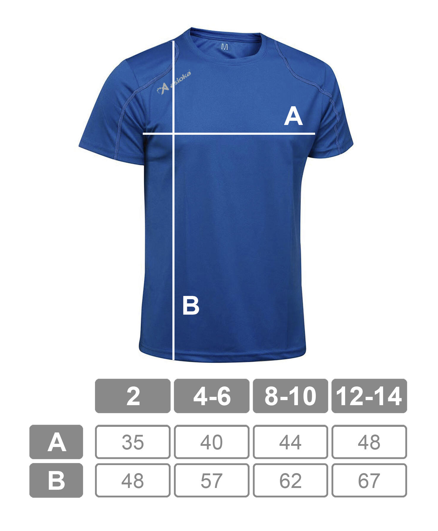 Camiseta Running Manga Corta para Niños Asioka Azul Royal Transpirable 5/7