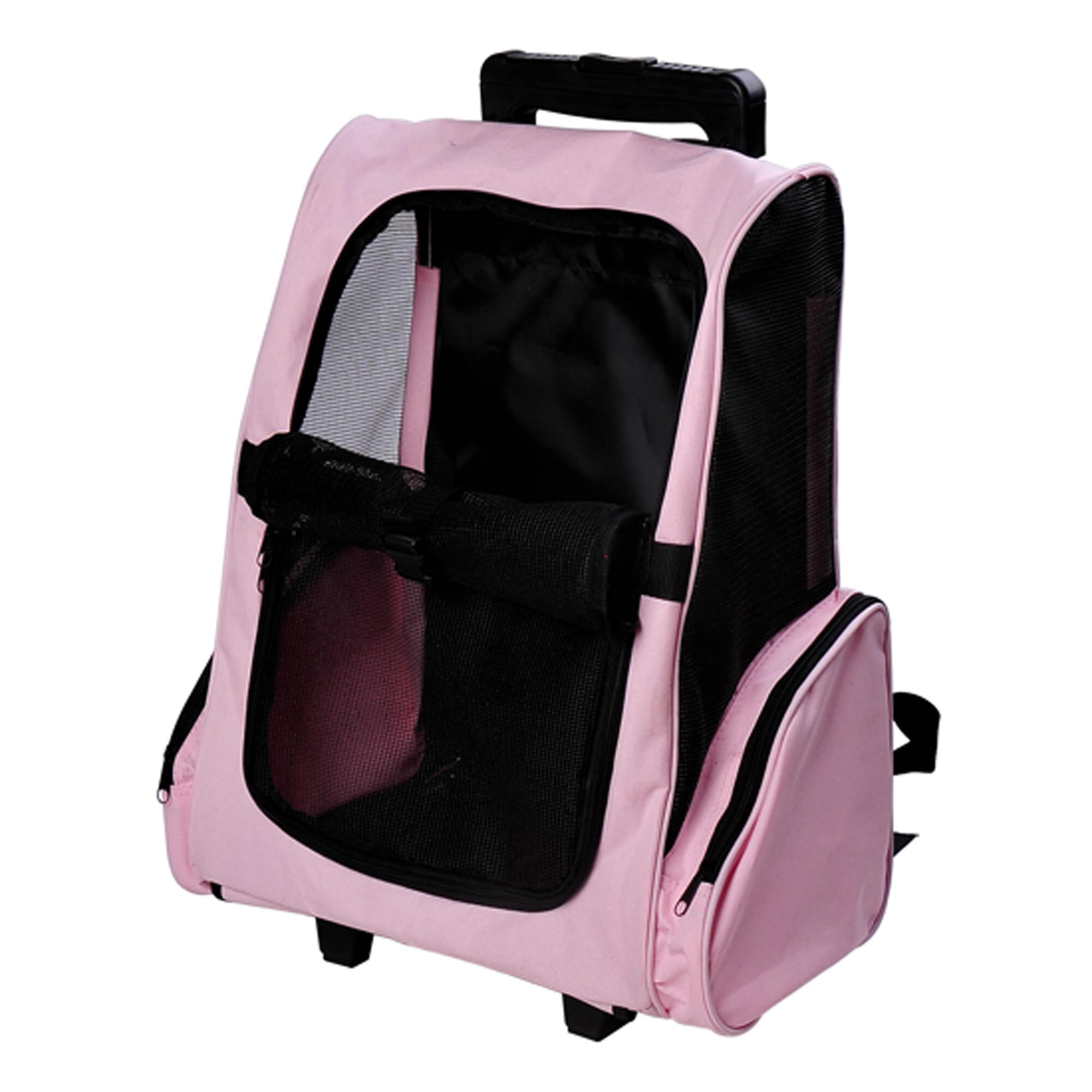 Transportín Carrito para Mascotas PawHut 42x25x55 cm Rosa 2/6