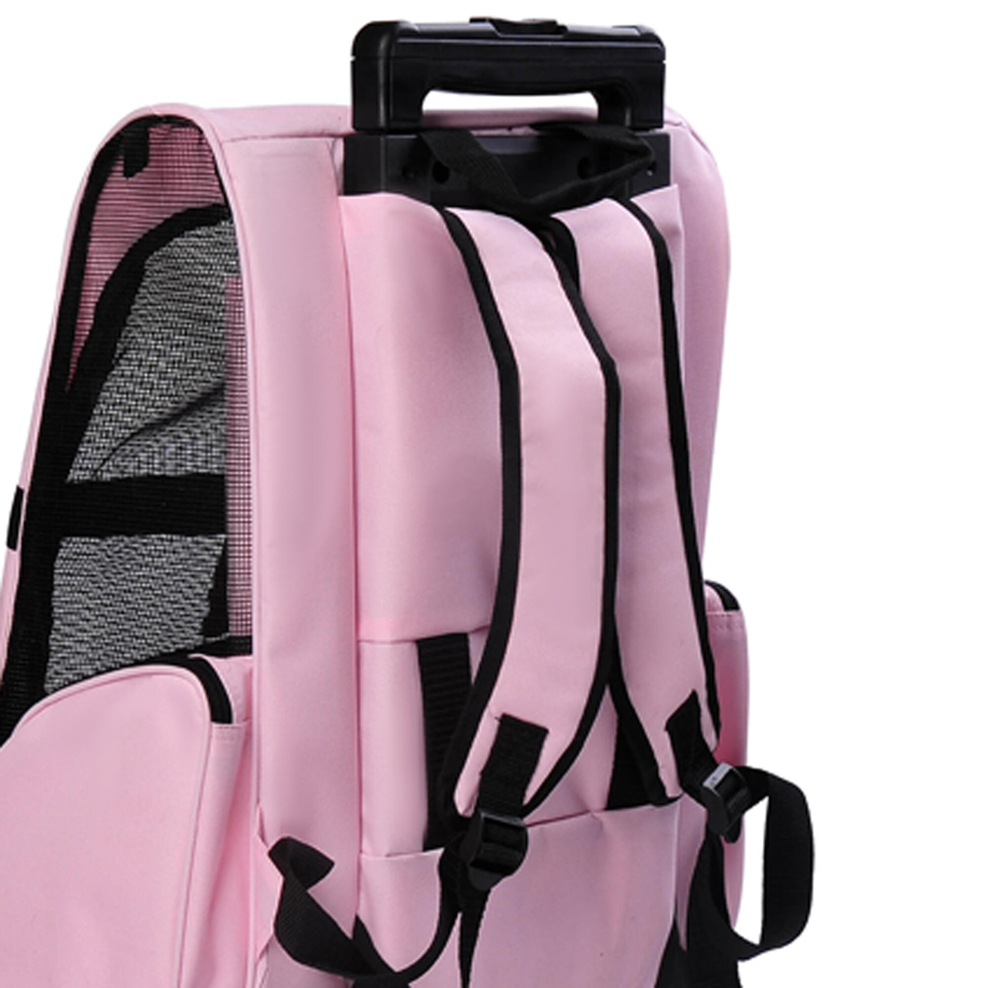 Transportín Carrito para Mascotas PawHut 42x25x55 cm Rosa 4/6