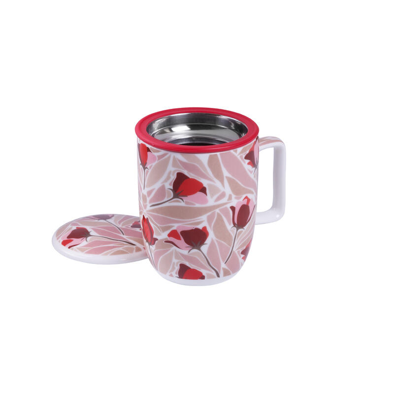 Tea Shop Taza de Té con filtro y tapa Mug Harmony Poppy Taza de porcelana