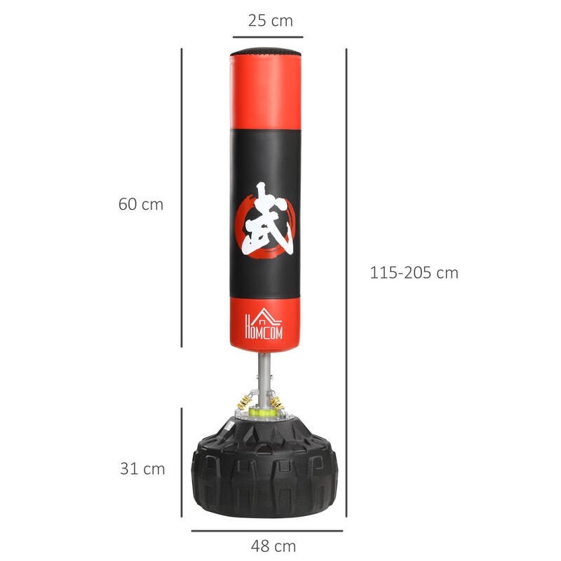 Suporte de boxe 60cmx60cmx180cm Preto, Vermelho HOMCOM