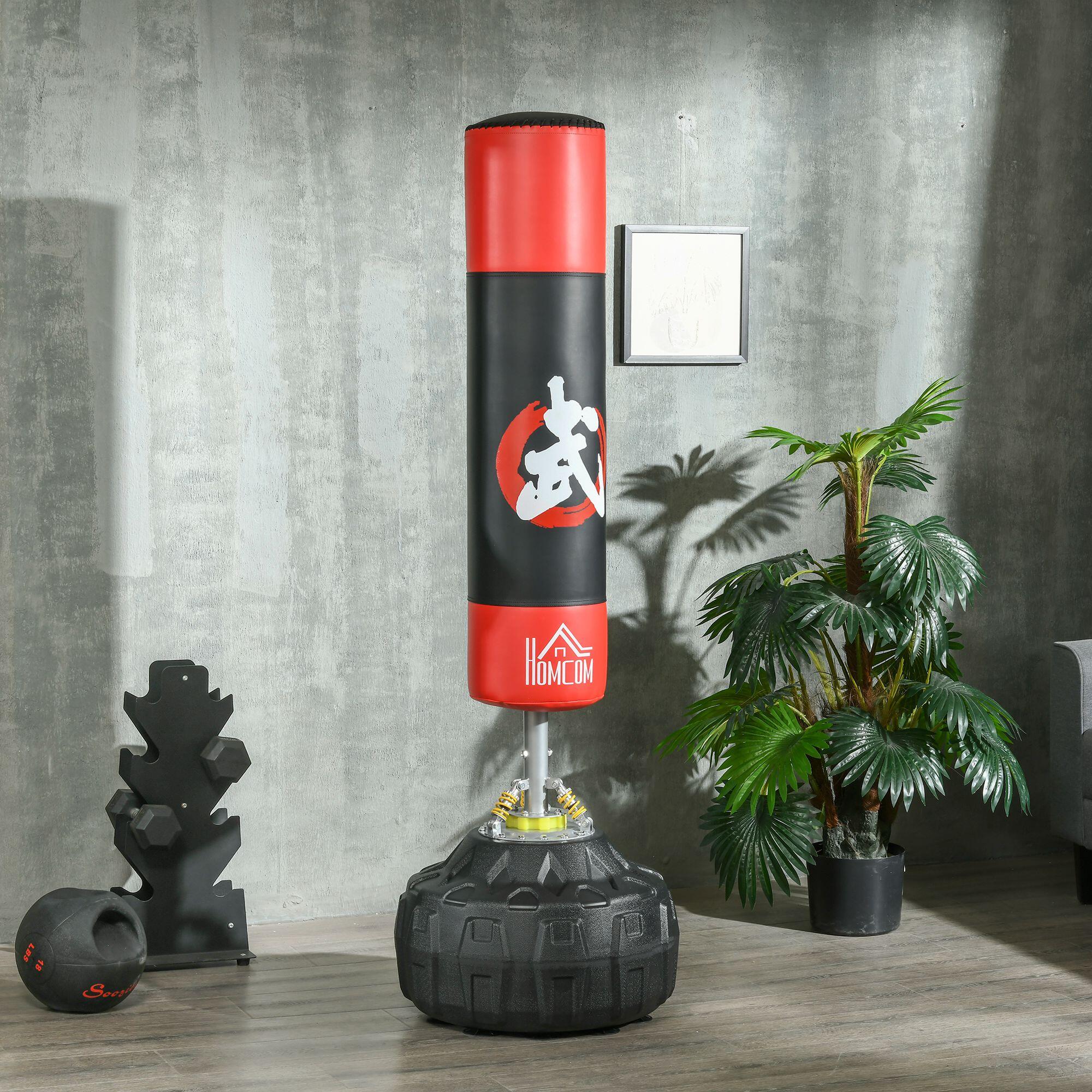 Saco de Boxeo HOMCOM 60x60x180 cm Negro, Rojo 2/8