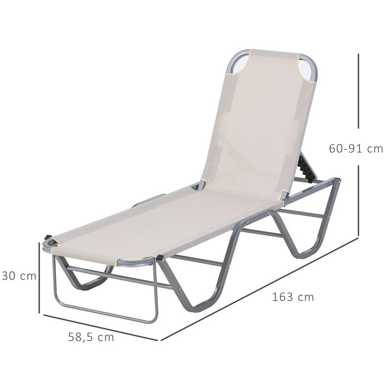 Outsunny Tumbona de Jardín con Respaldo Ajustable en 5 Posiciones