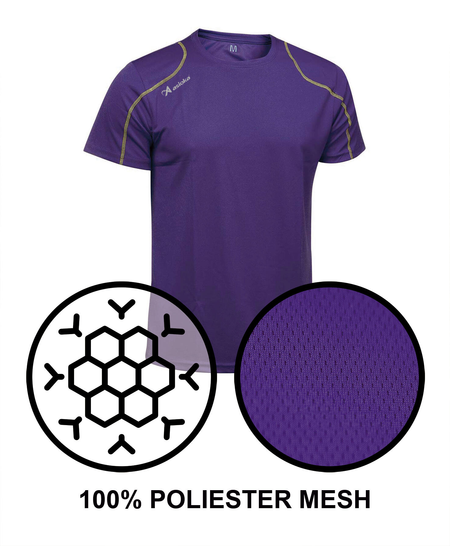 Camiseta Running Manga Corta Hombre Asioka Río Morado Transpirable 4/7