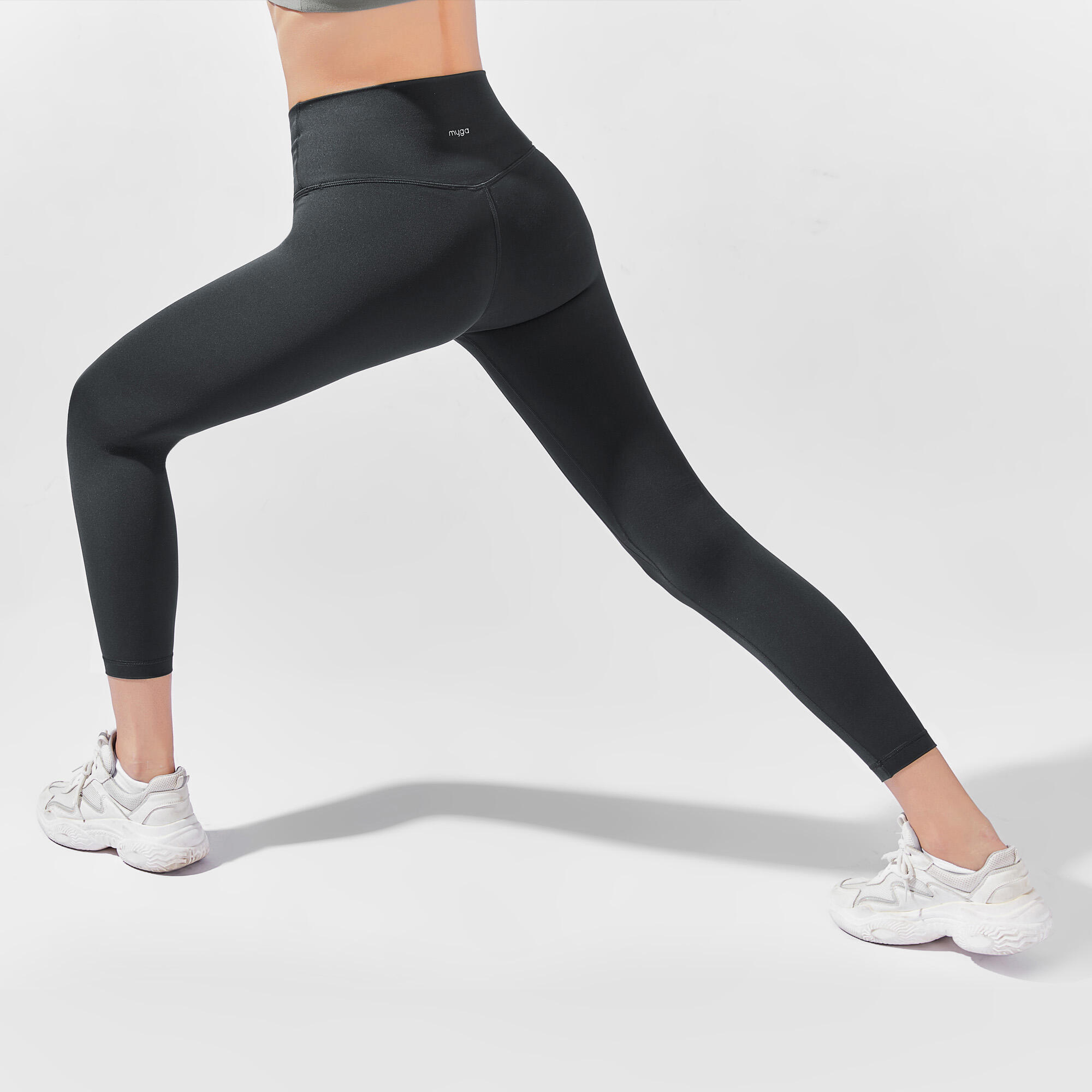 High-Waisted 7/8 YULA Yoga Leggings - Black 5/7