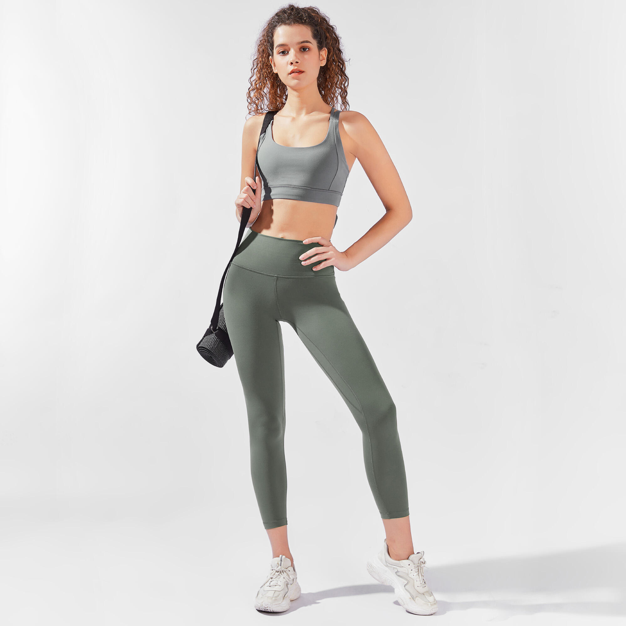 High-Waisted 7/8 YULA Yoga Leggings - Green 4/7