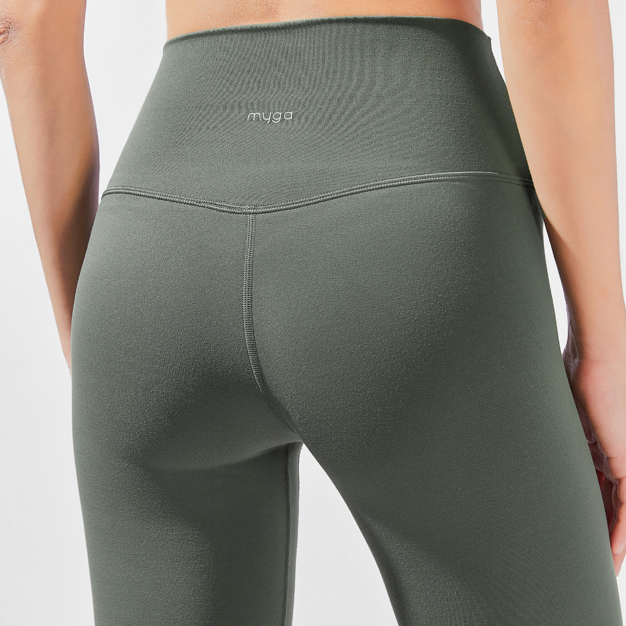 High-Waisted 7/8 YULA Yoga Leggings - Green 6/7