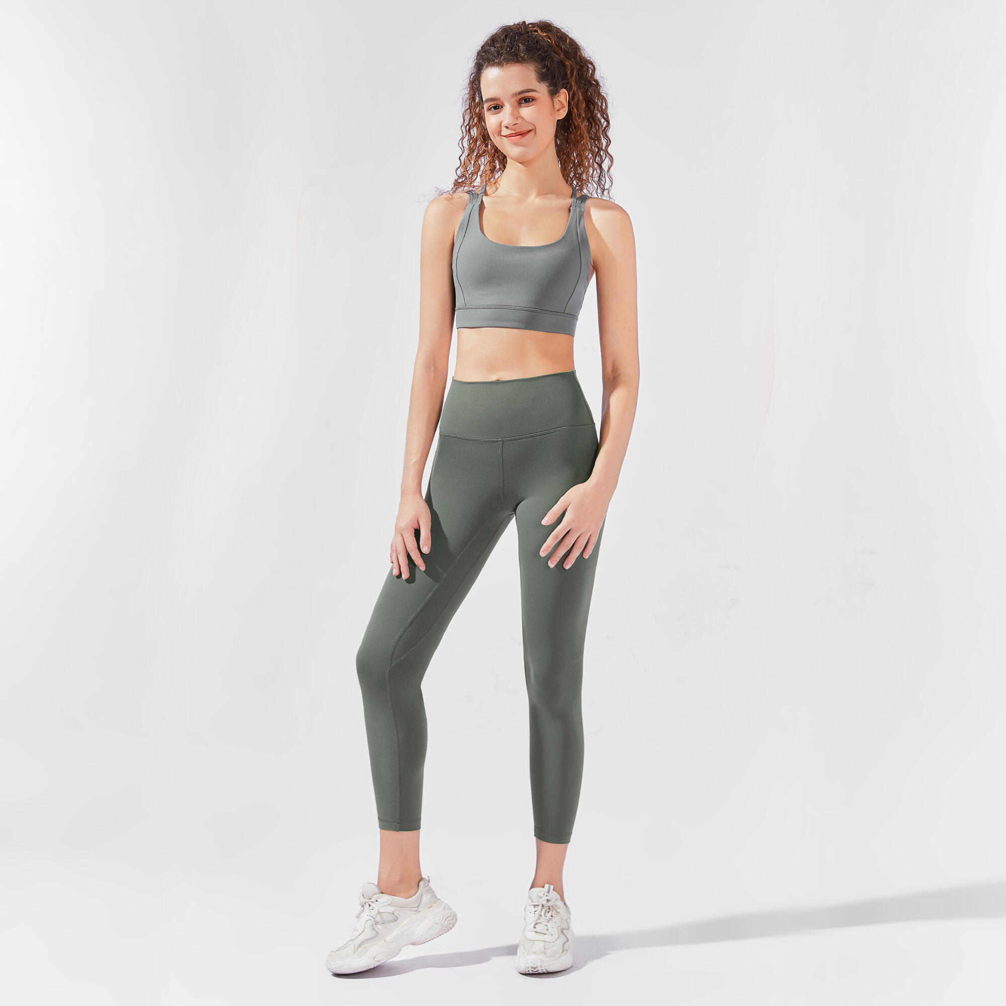 High-Waisted 7/8 YULA Yoga Leggings - Green 3/7