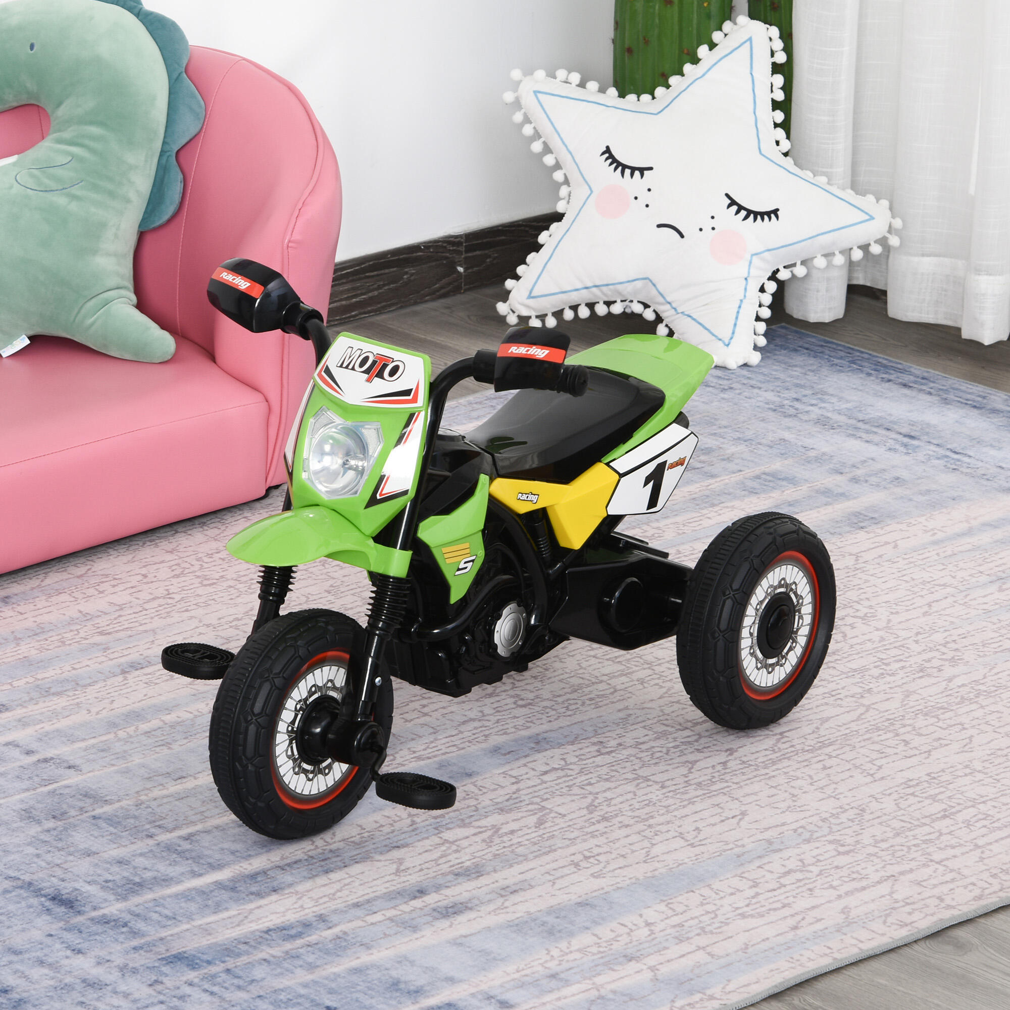 Triciclo Criança 71x40x51cm Verde HOMCOM 2/8