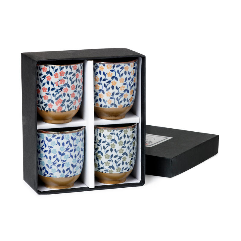 Tea Shop Set Vasos Kazumi Vasos para Té con Estampado Floral Estilo Japonés