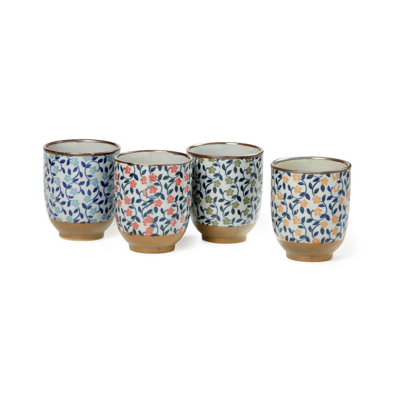 Tea Shop Set Vasos Kazumi Vasos para Té con Estampado Floral Estilo Japonés