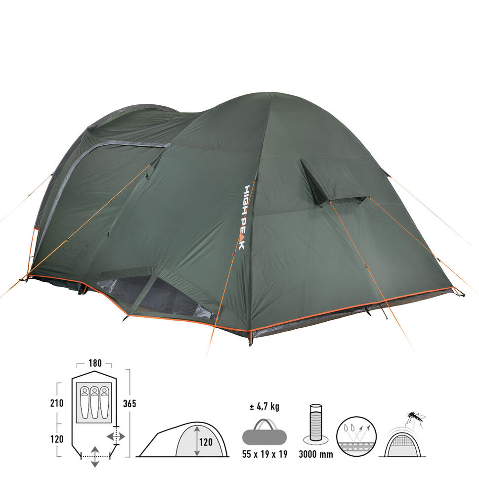 Namiot kopułowy High Peak Tessin 5.1, 2 wejścia, bez PFC, UV 80