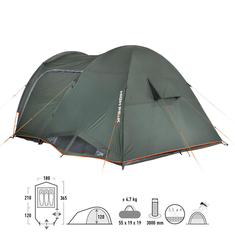 Tenda a cupola High Peak Ticino 5.1, senza PFC, protezione solare UV 80