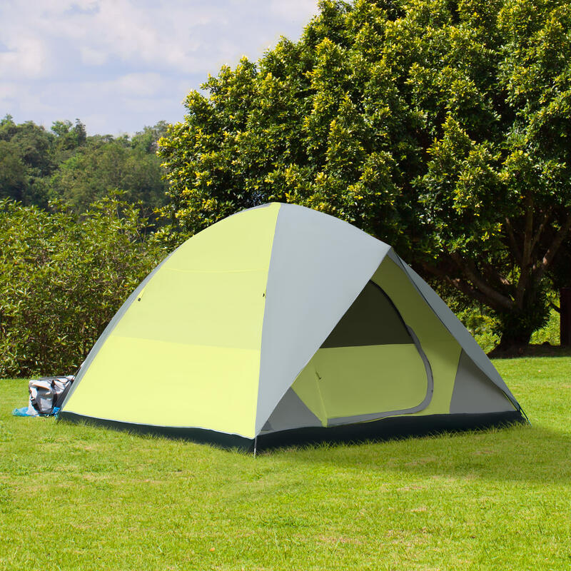 Tenda Campismo 300x300x185 cm Amarelo e Cinza Outsunny