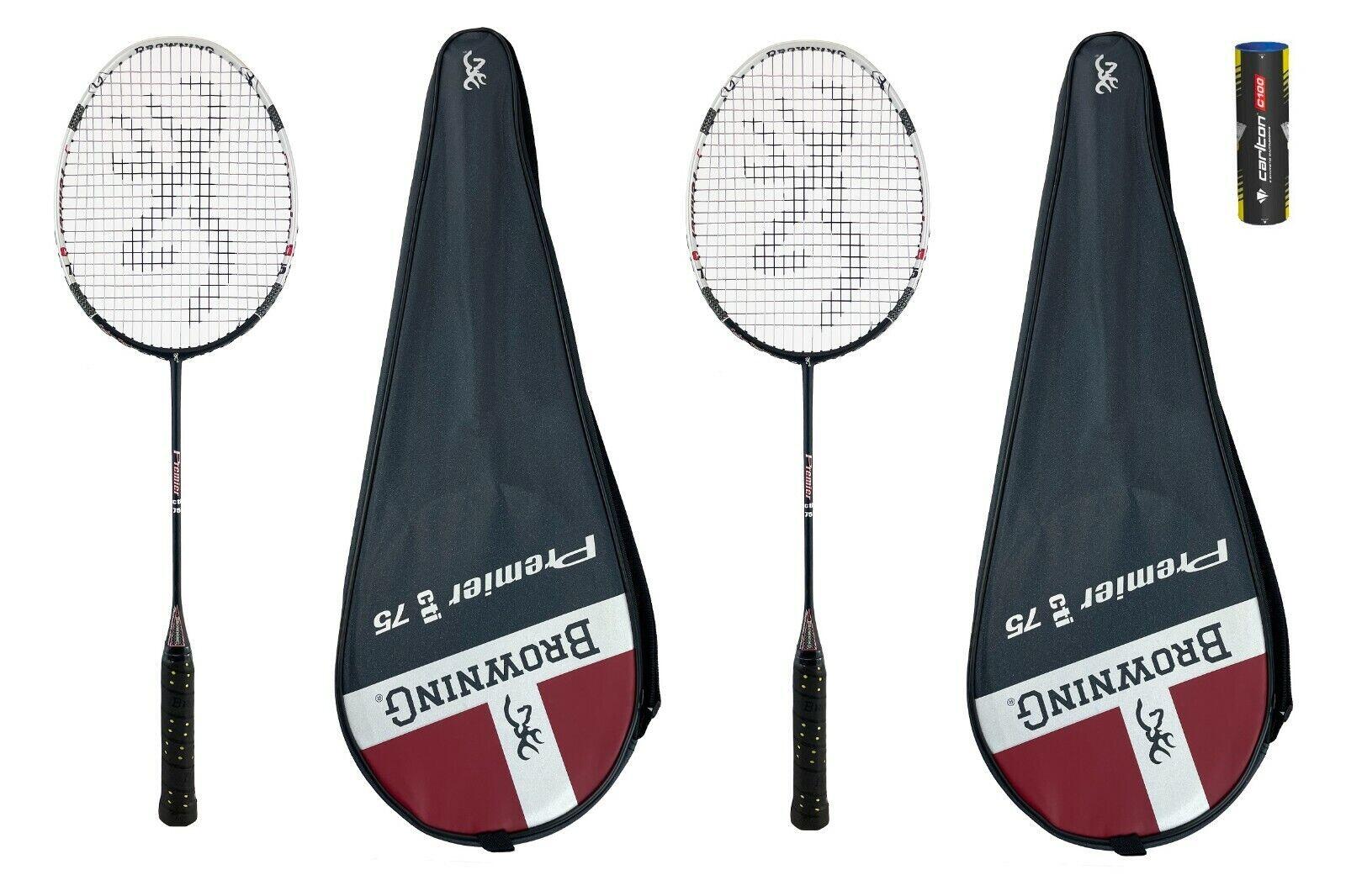 Browning Premier CTi Badminton Rackets Twin Set, Covers & Shuttles 1/2