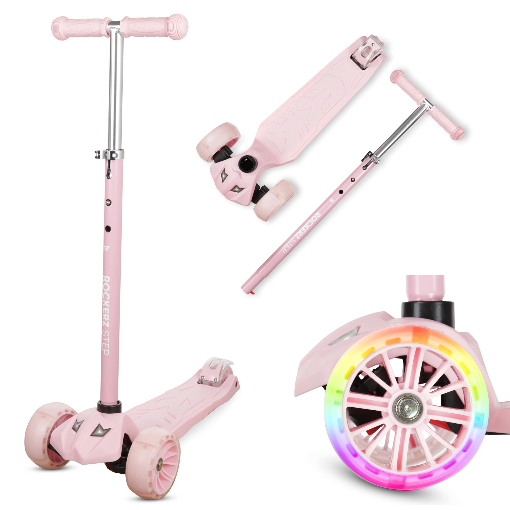 ROCKERZ OUTDOOR Rockerz Step - Kinderstep met discowielen - 3 - 8 jaar - kleur roze