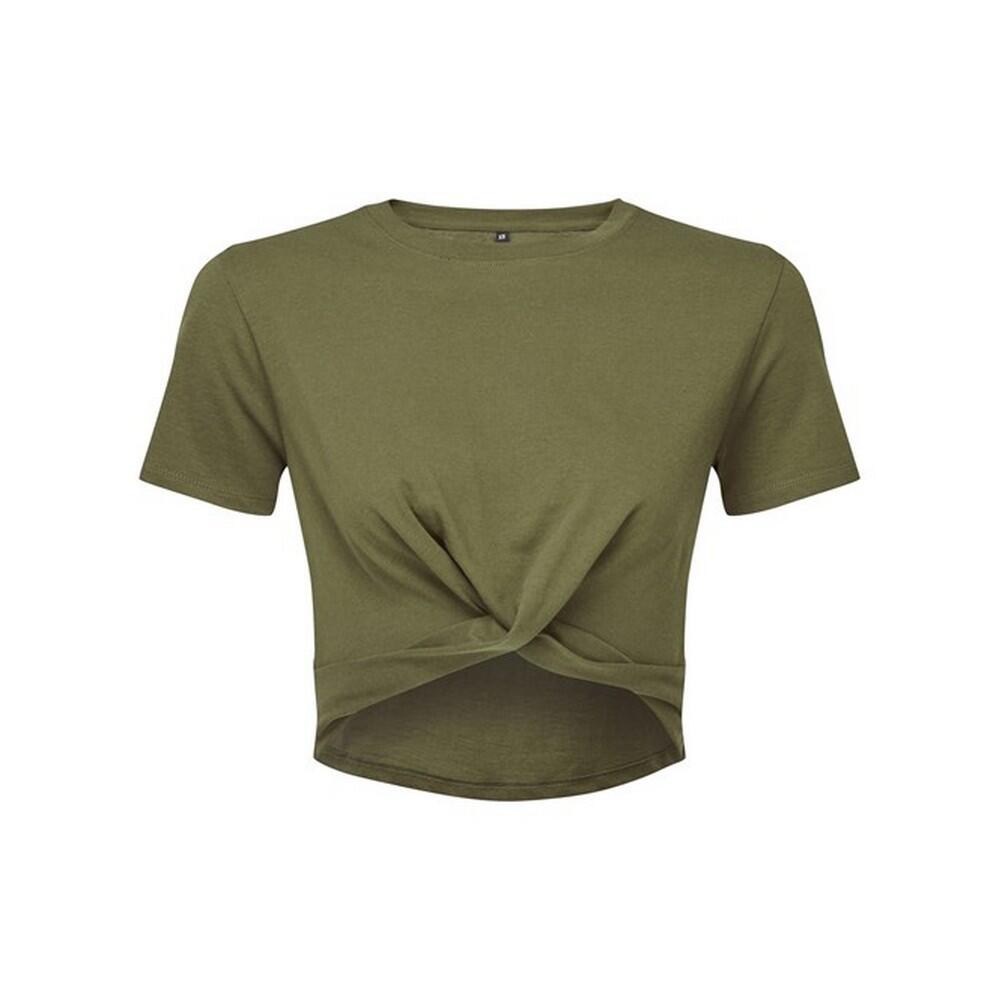 TRIDRI Womens/Ladies Twisted Crop Top (Olive)