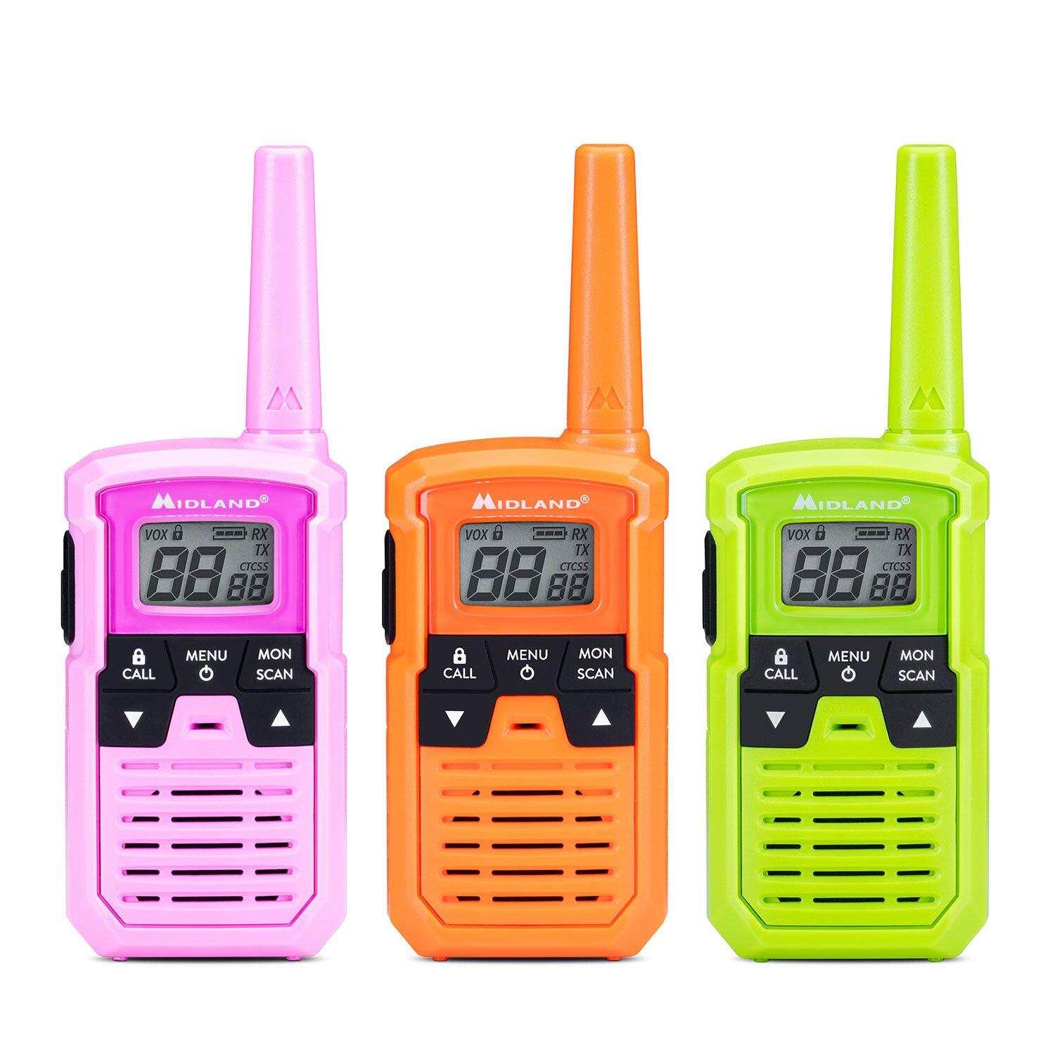 Midland - Walkie-talkie Xt10 Pro Multicolore 3 Radios, Couleurs, Idéal Famille - Talkie-walkie - Rose|vert - Taille Unique - Decathlon