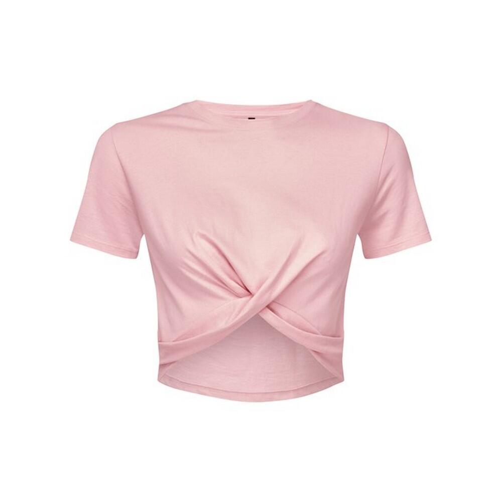 TRIDRI Womens/Ladies Twisted Crop Top (Light Pink)