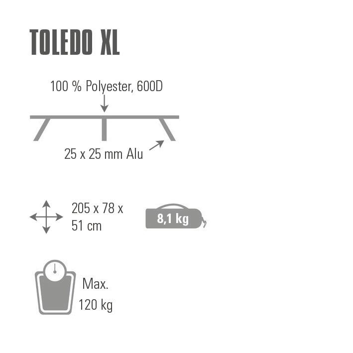 High Peak Toledo XL, lettino da campeggio, pieghevole, fino a 120 kg, oversize